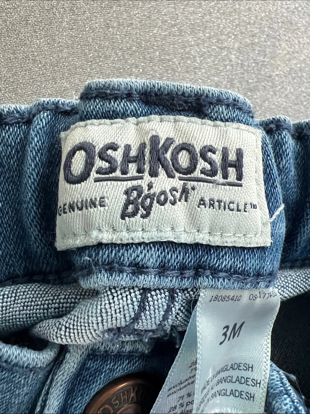OshKosh B'gosh | Baby Blue Denim Jeans with Gold Bow Hem Detail Size 3 Months